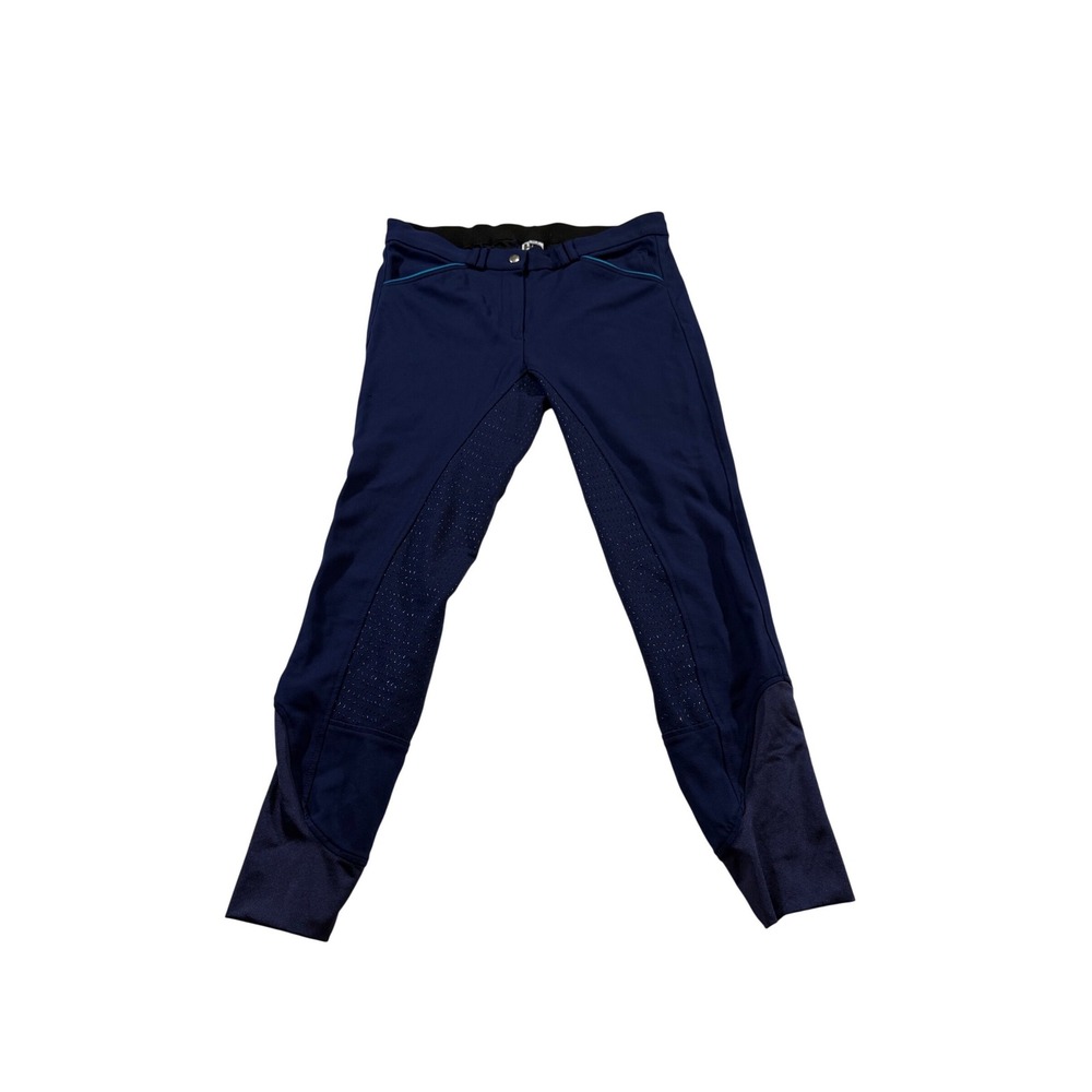 HR Farm Breeches 32 Navy Blue Full Seat Silicone Grip Equestrian Riding Pants
